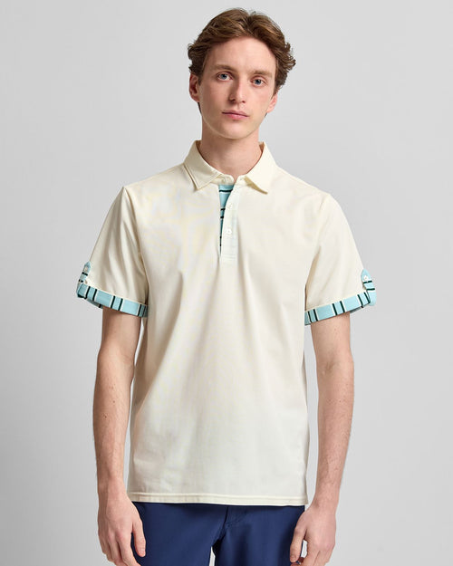 Roll Sleeve Polo Cream/Blue Vintage Stripe