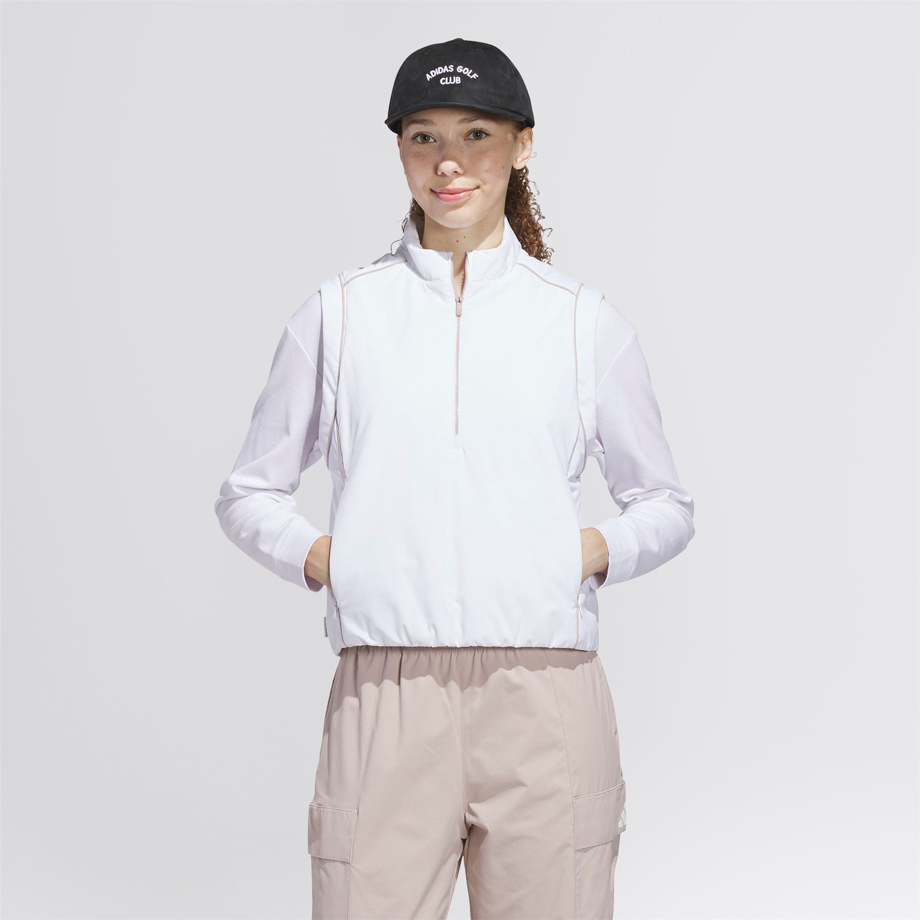 Womens Beyond The Course Twistweave Loose Fit Quarter Zip Vest White