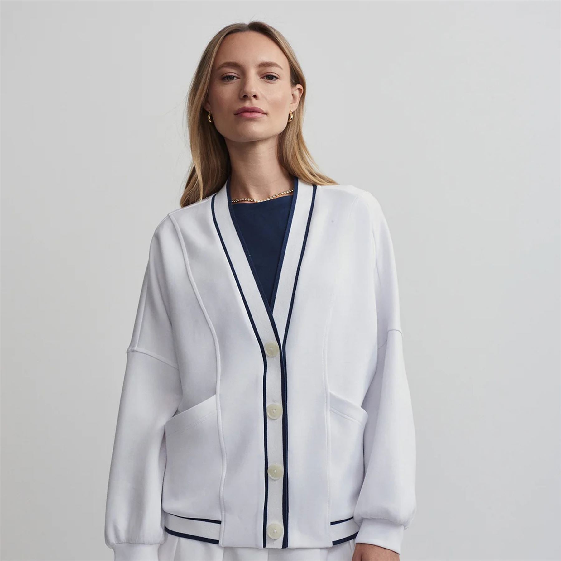 Womens Decker Off Court Cardigan White
