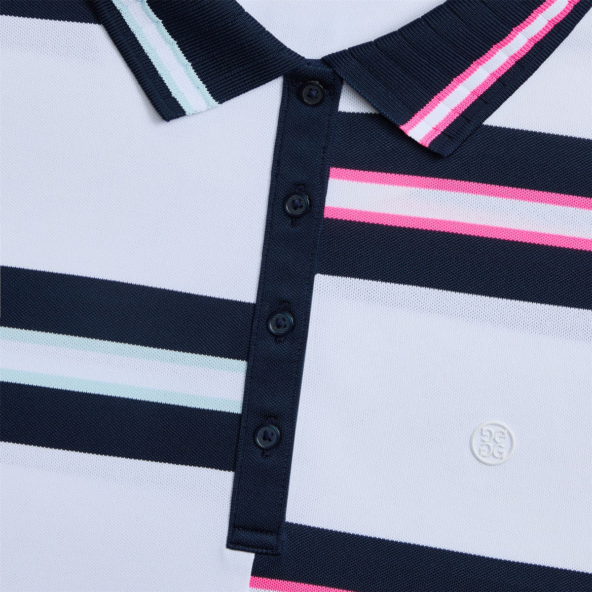 Womens Tech Pique Engineered Stripe SL Polo Snow