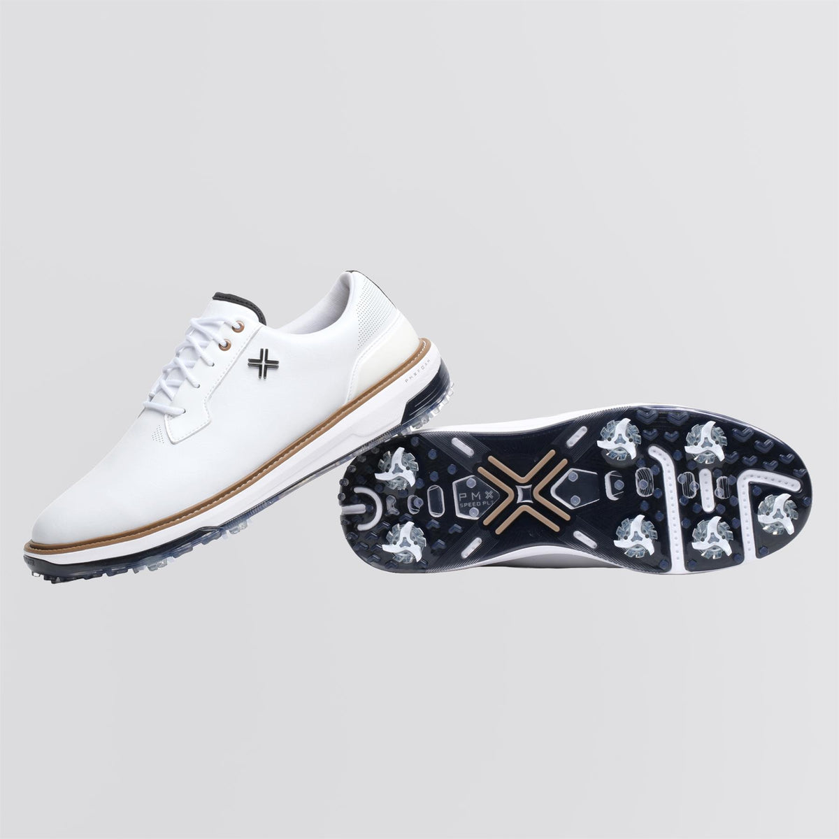 Reserve Classic Tour RS Spiked Golf Shoes White/Black/Tan