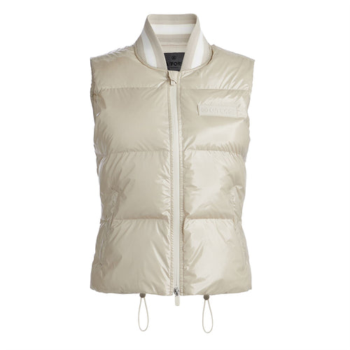 Womens Circle G'S Coated Nylon Quilted Puffer Vest Stone - AW23