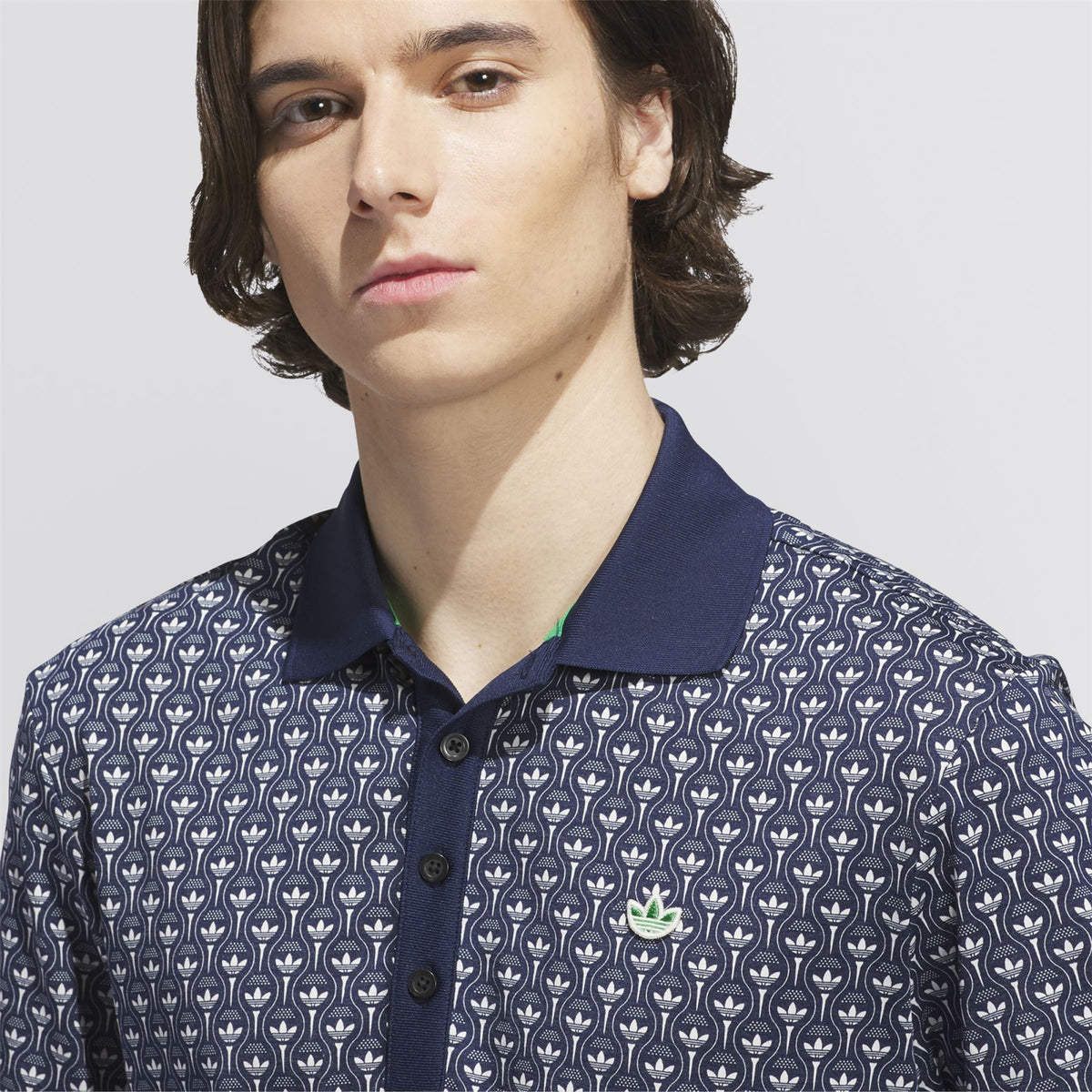 Originals All Over Trefoil Polo Night Indigo/Chalk White