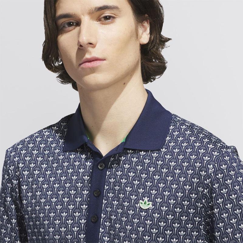 Originals All Over Trefoil Polo Night Indigo/Chalk White