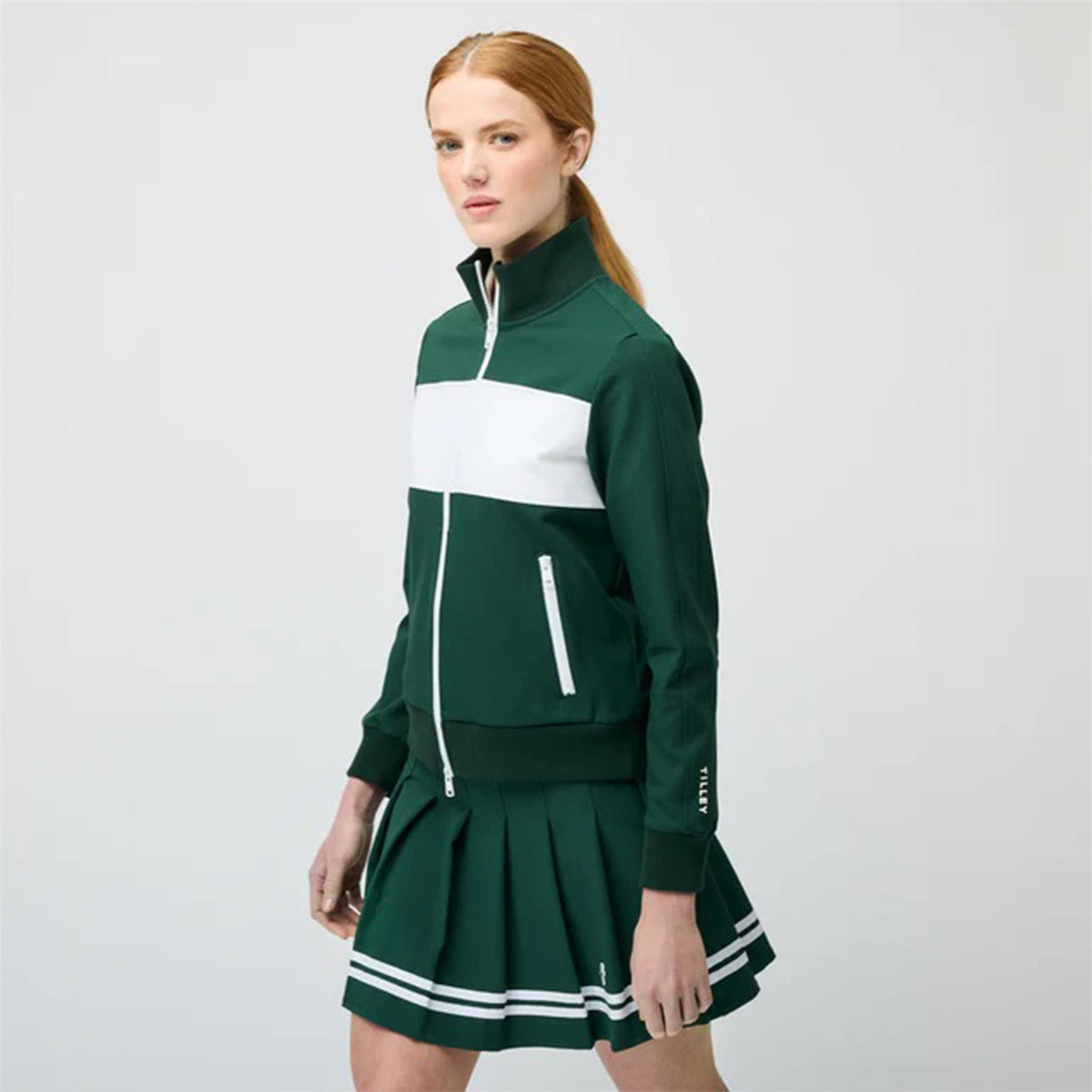 Womens Warm Up Jacket White/Sport Green