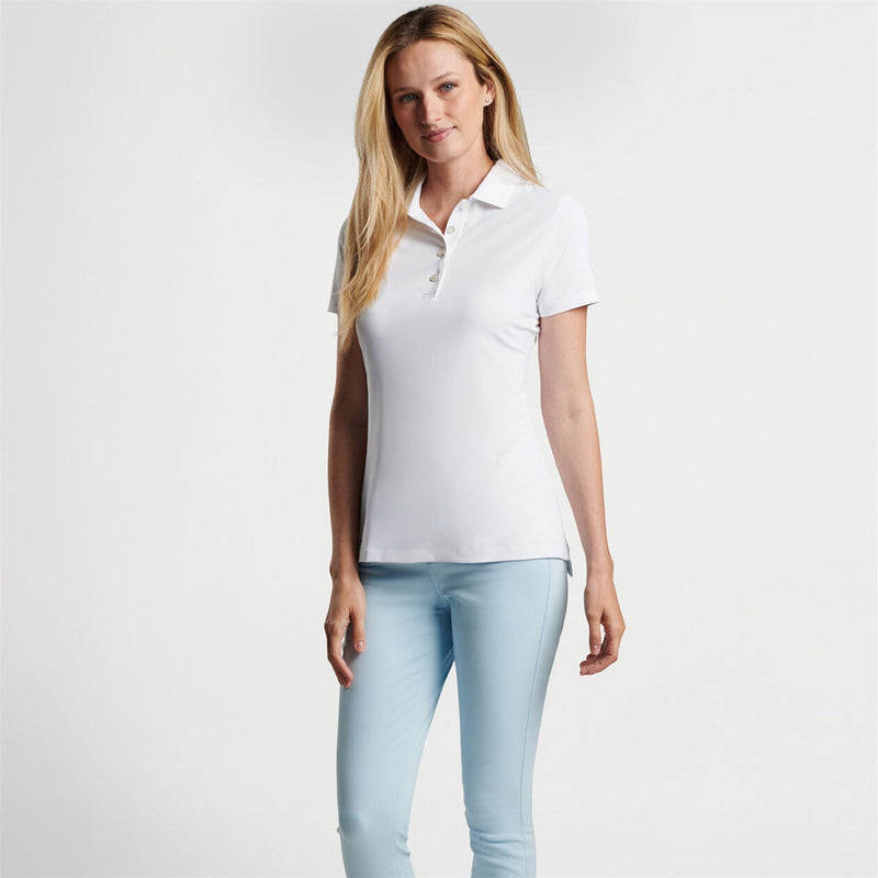 Womens Short Sleeve Button Polo White