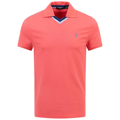Tailored Fit Stretch Mesh Polo Shirt Peaceful Coral Multi - SS24