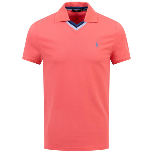 Tailored Fit Stretch Mesh Polo Shirt Peaceful Coral Multi - SS24