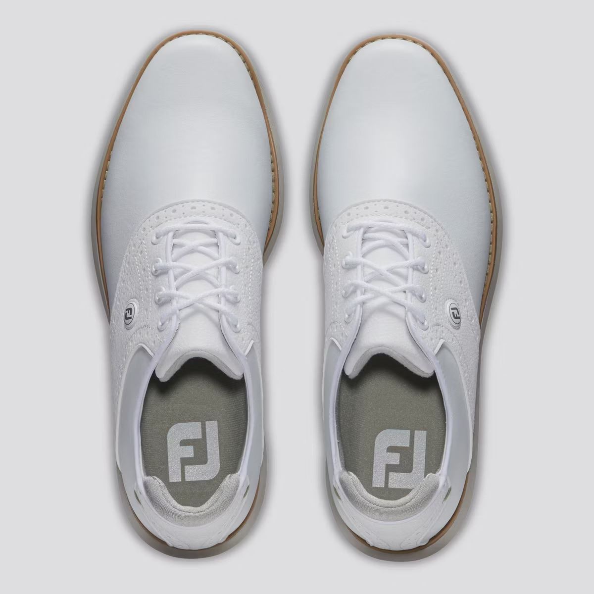 Womens FJ Traditions Cleated Laced Golf Shoes White/Grey