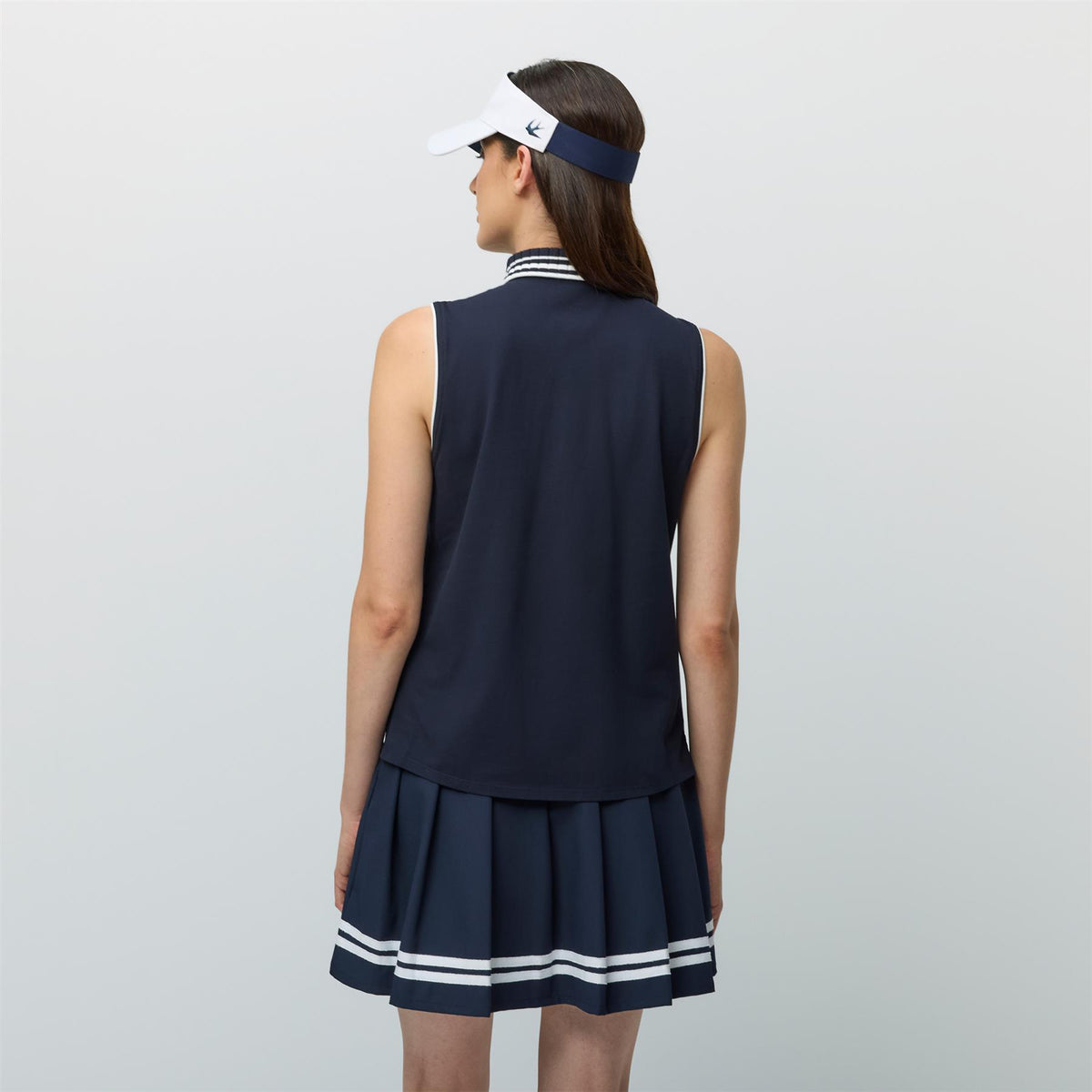 Womens Supima Pique SL Polo Navy/White Stripe