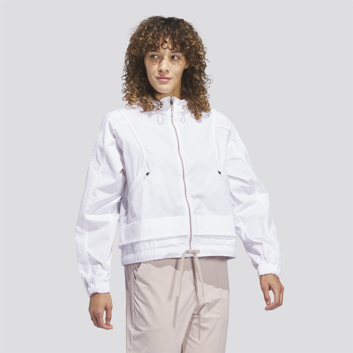 Womens Beyond The Course Full Zip Hoodie White
