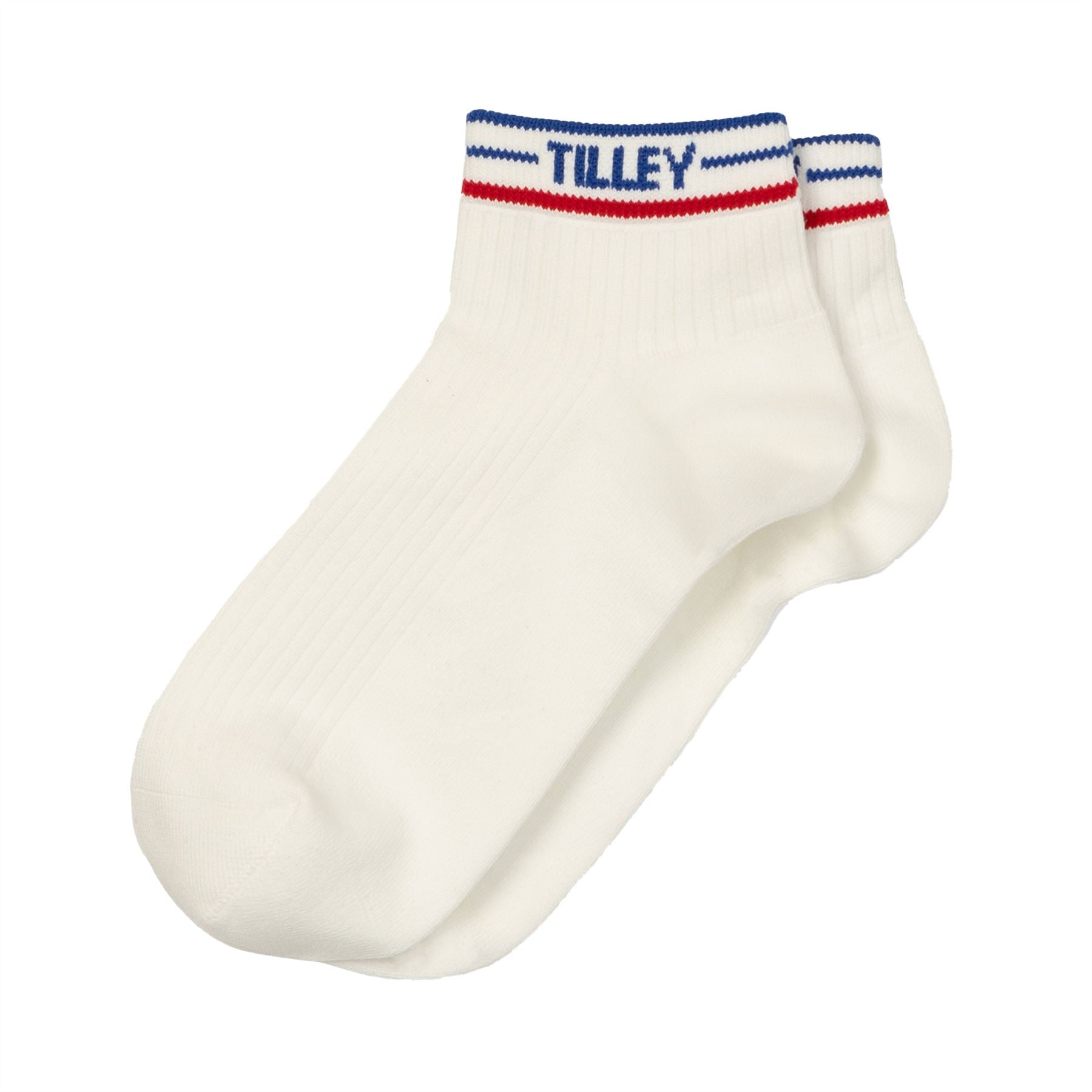 Womens Tipped Ankle Socks White/Red/Blue