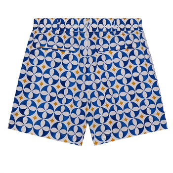 Malbon ゴルフショートパンツ 幾何学柄 ブルー×イエロー 爽やか配色✨美品 Malbon Golf Riviera Scooter Shorts Multi | TRENDYGOLF USA