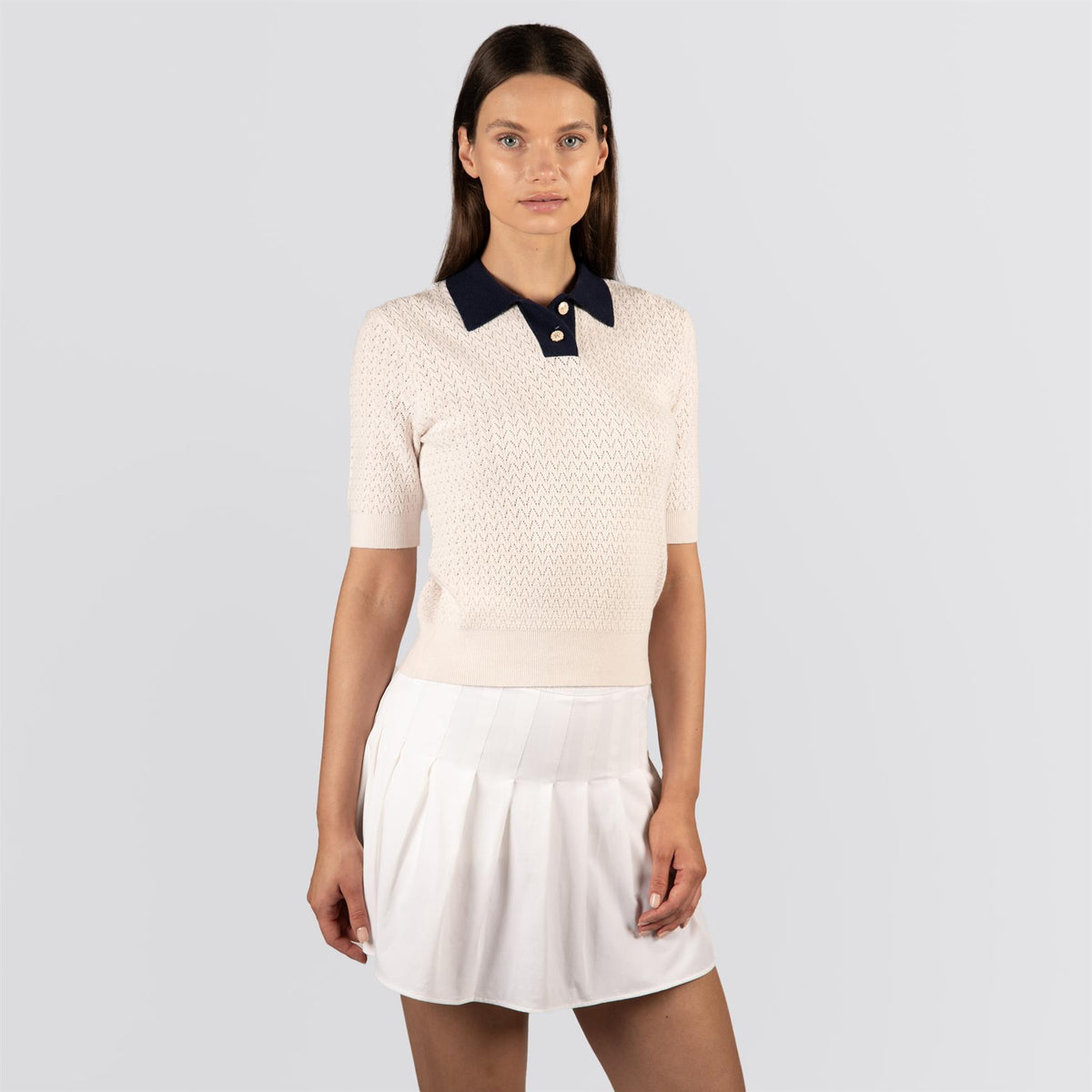 Womens Christy Polo Pinky White/Legacy Navy