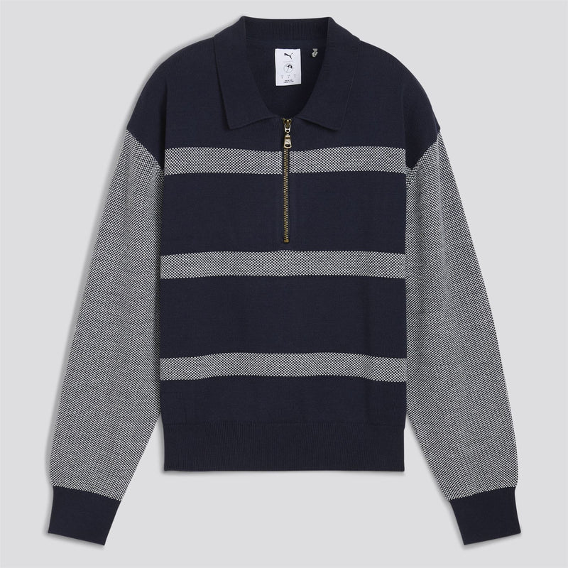 x AP Womens Sweater Collared Quarter Zip Deep Navy