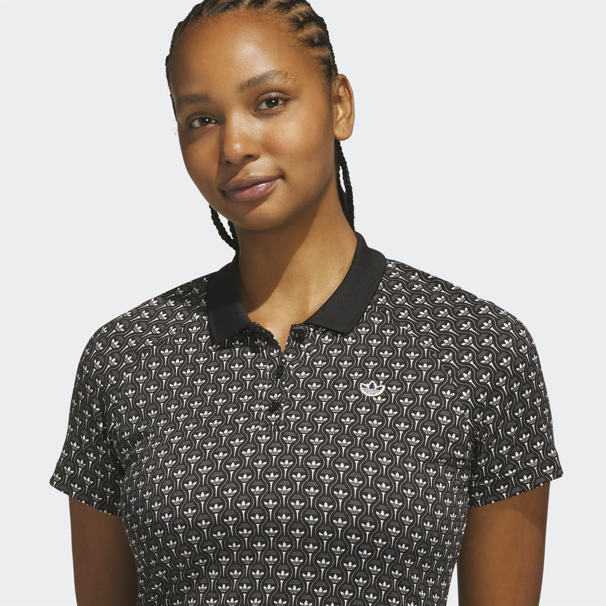 Womens Originals All Over Trefoil Polo Black/Chalk White