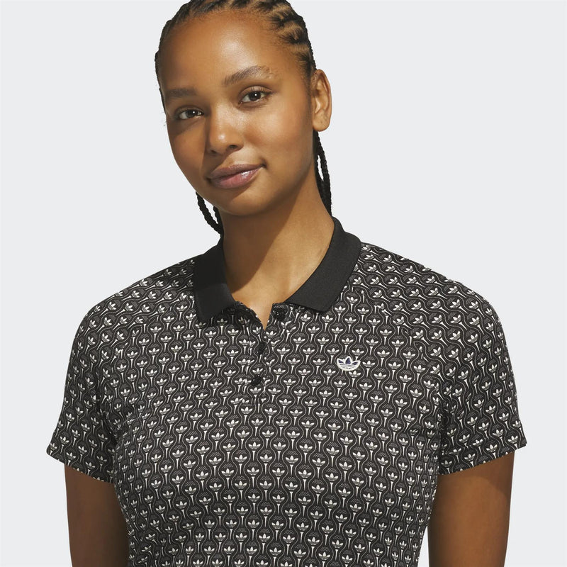 Womens Originals All Over Trefoil Polo Black/Chalk White