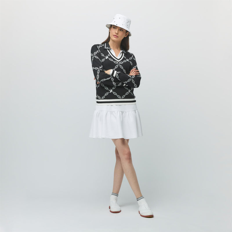 Womens Birdie Links Knit V-Neck Jumper White/Black