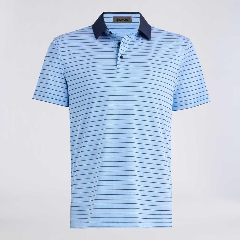 Herringbone Stripe Tech Jersey Polo Classic Red/Twilight