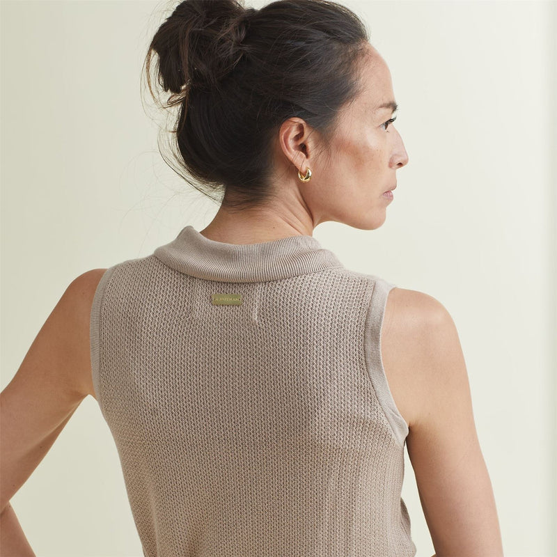 Womens Crochet Sleeveless Top Cobblestone
