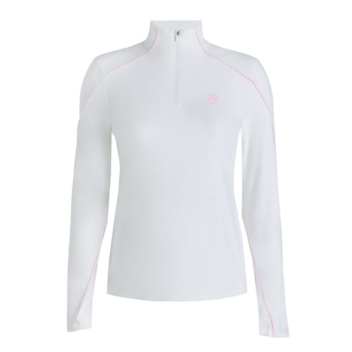 Womens Silky Tech Nylon Quarter Zip Snow/Blush - SS25