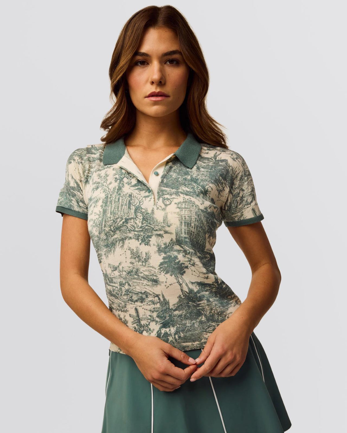 Womens Huntress Toile Sweater Polo Marsh