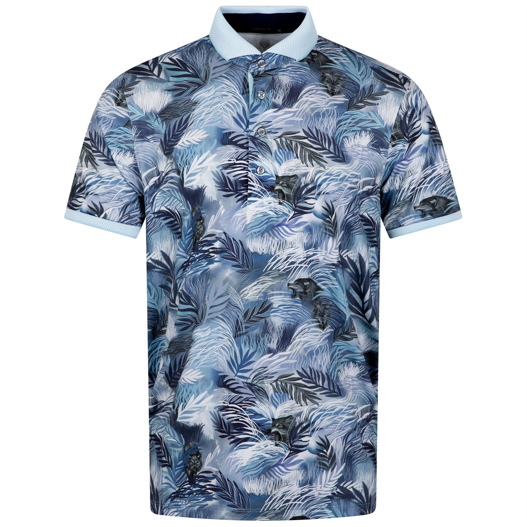 GREYSON グレイソン Wolf Palm Golf Polo　 表記M Greyson Wolf Palm Polo Heron | TRENDYGOLF USA