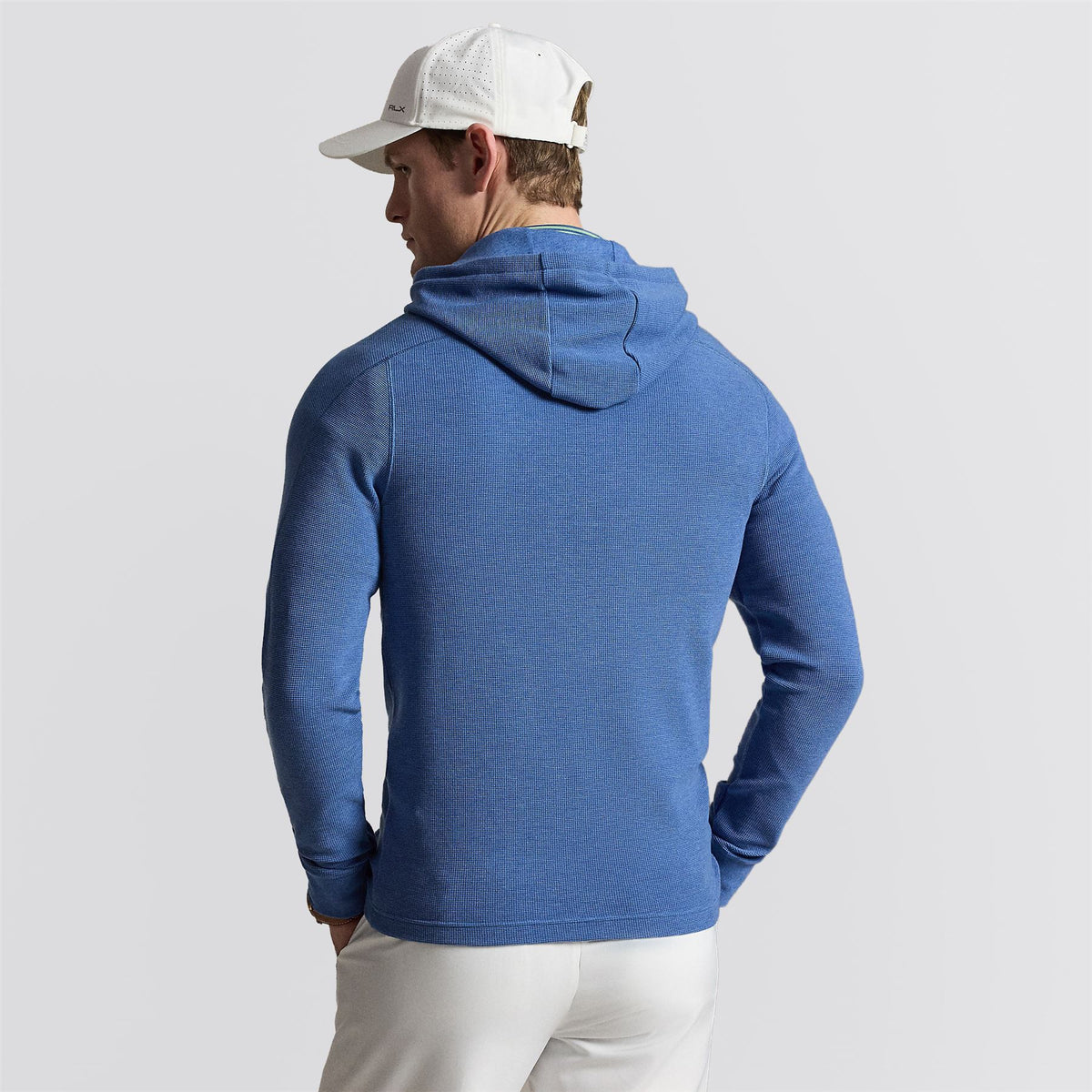 RLX Performance Tech Waffle Knit Hoodie Fog Blue Heather