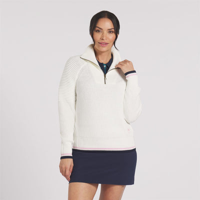 Womens AP Quarter Zip Sweater Warm White