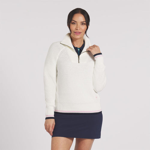 Womens AP Quarter Zip Sweater Warm White
