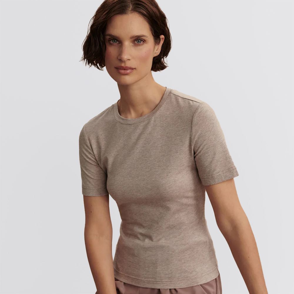 Womens Regina Fitted Tee Taupe Marl