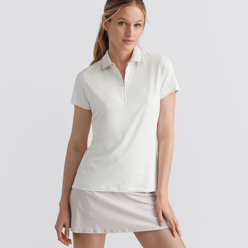 Womens Keswick Zip Neck Polo Ivory/Pebble