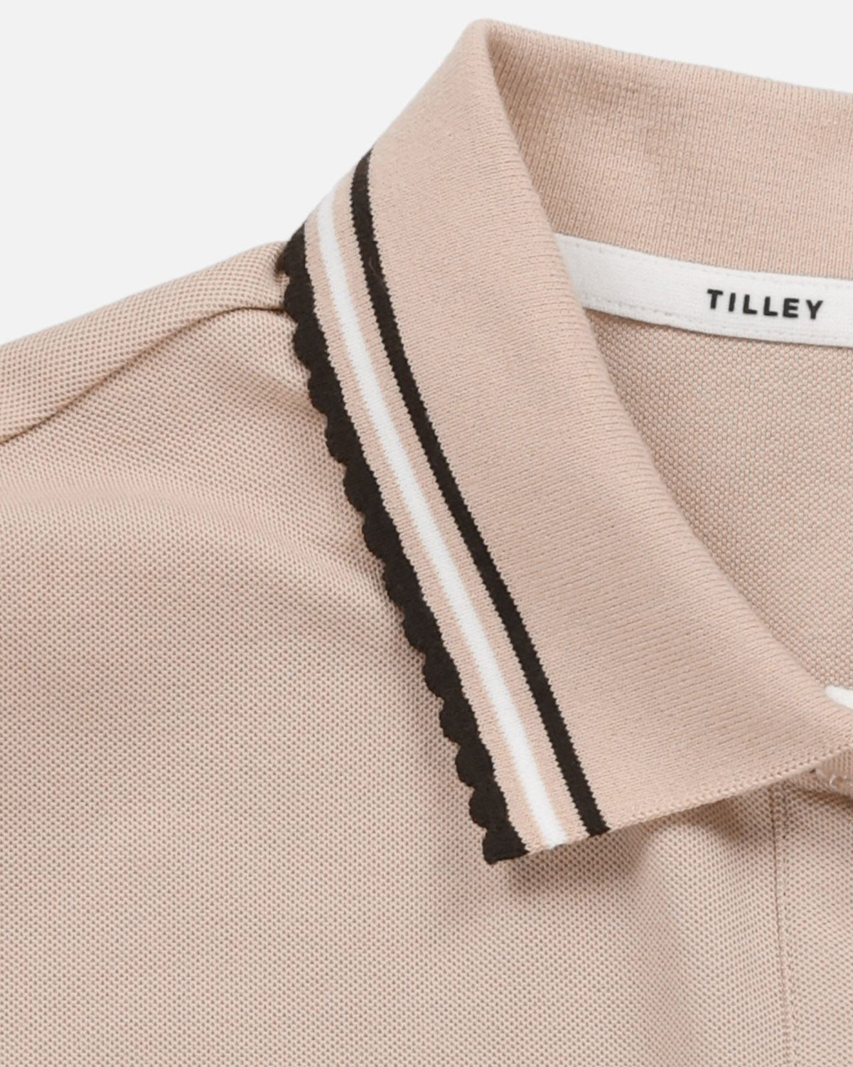 Womens Preppy Pique Puff Sleeve Polo Tan/Chocolate
