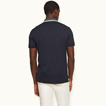 Dominic Border Stripe Polo Night Iris