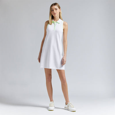 Womens Cotton Pique SL Polo Dress Snow