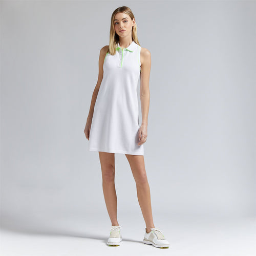 Womens Cotton Pique SL Polo Dress Snow
