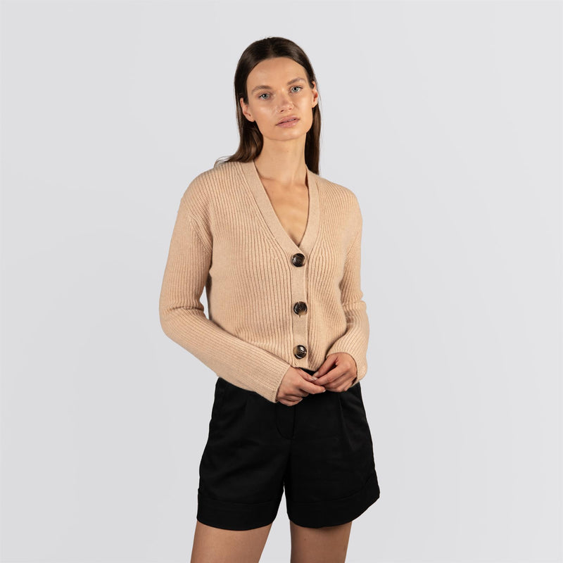 Womens Emily Cashmere Cardigan Sand Heather