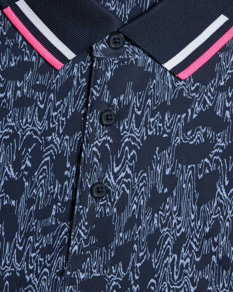 Woody Contrast Collar Tech Pique Polo Twilight
