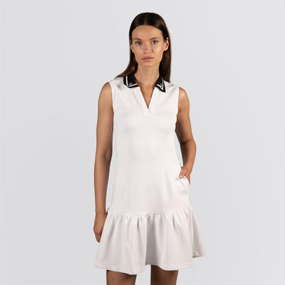 Womens Airloft Ruffle Hem Dress White/Black