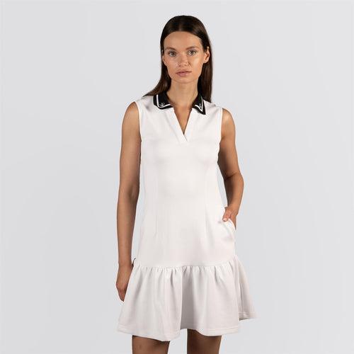 Womens Airloft Ruffle Hem Dress White/Black