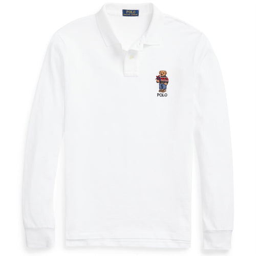 Custom Slim Fit Gift Bear Jersey Polo White - AW23