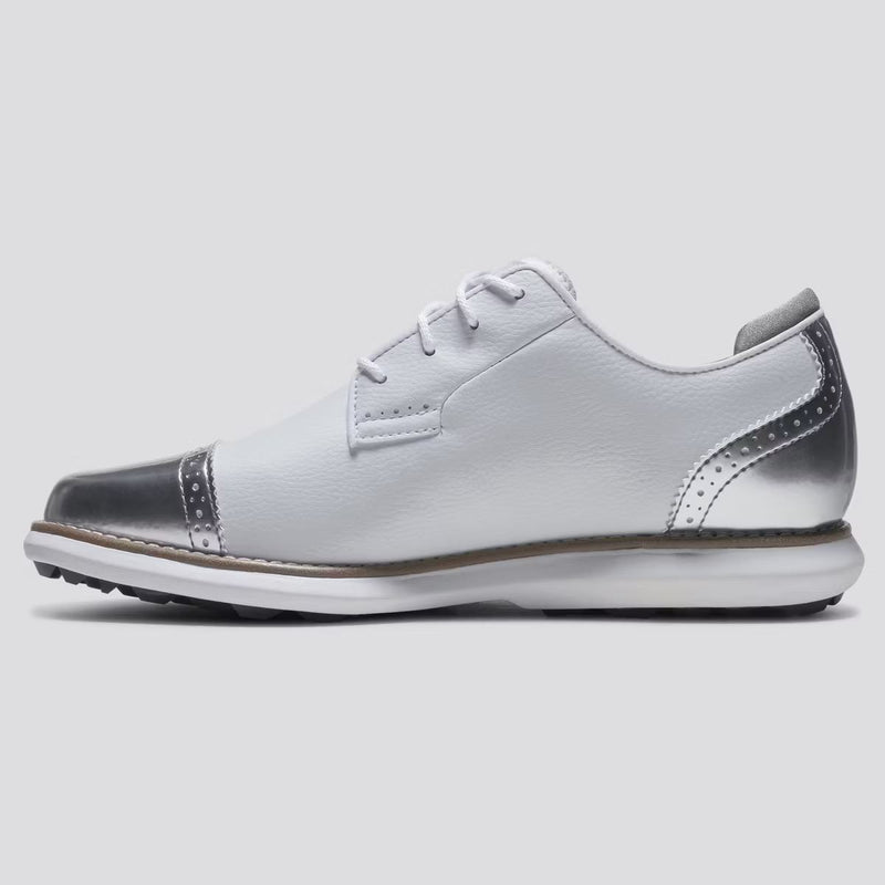 Womens Traditions Spikeless Laced Golf Shoes White/Silver