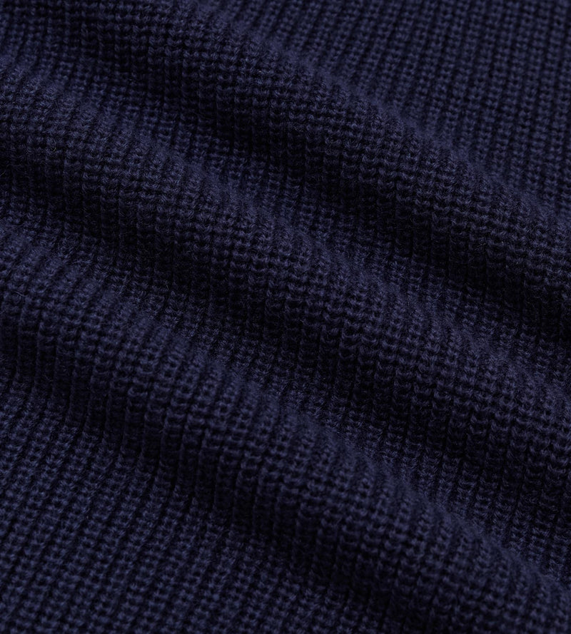 Wool Quarter Button Sweater	 Deep Navy