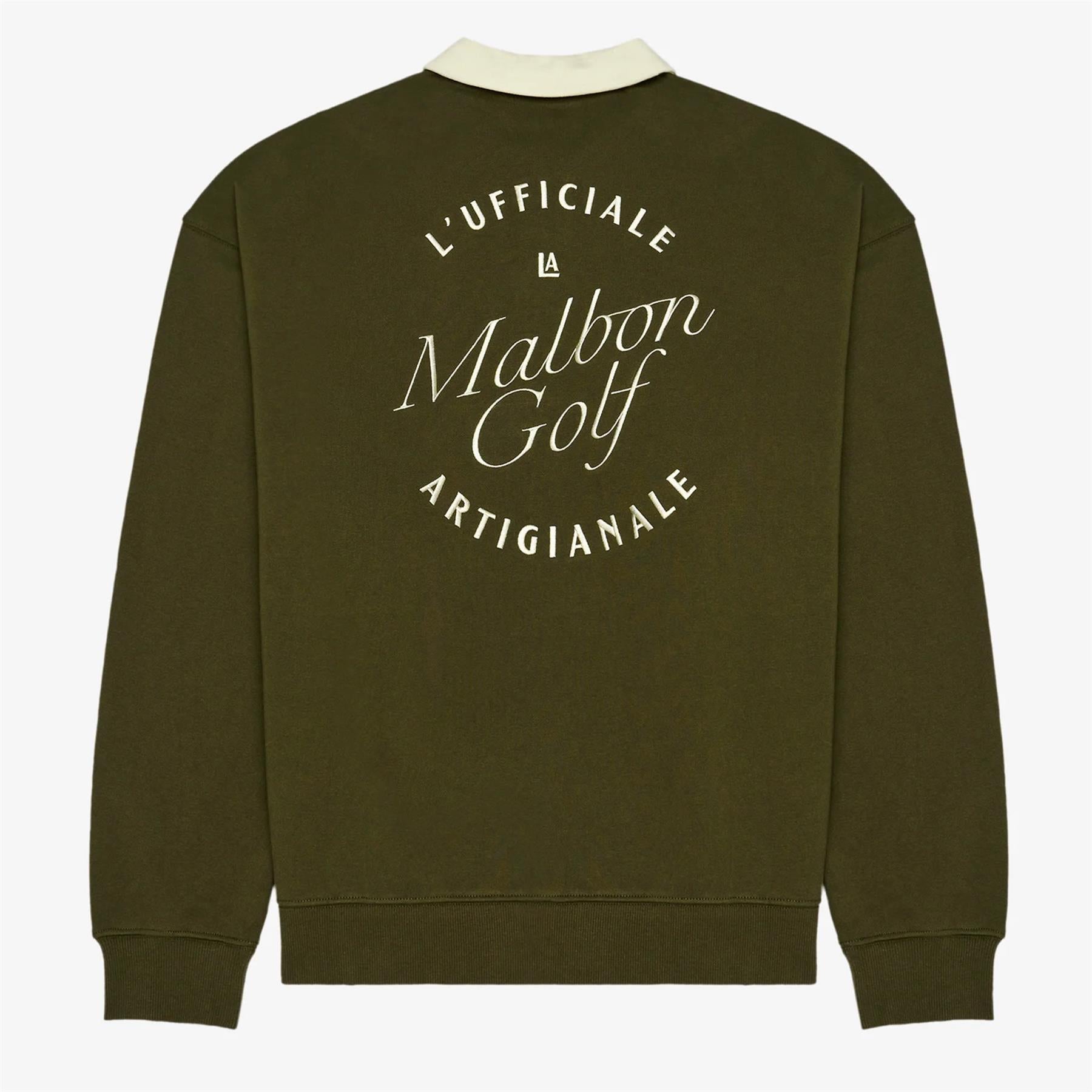 ★MALBON Golf★ARTIGIANALE COLLAR CREWNECK(MAN)★ゴルフ Malbon Golf Artigianale Collared Crewneck Cypress Green