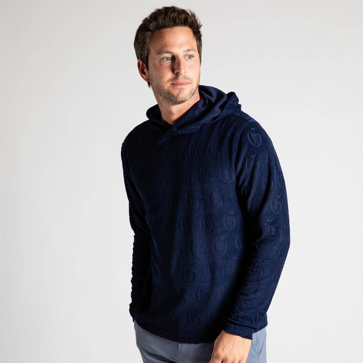 Old English G Jacquard Terry Hoodie Maltese Blue