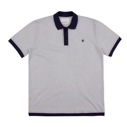Play Well Polo Off White/Dark Navy Pin Stripe - SS23