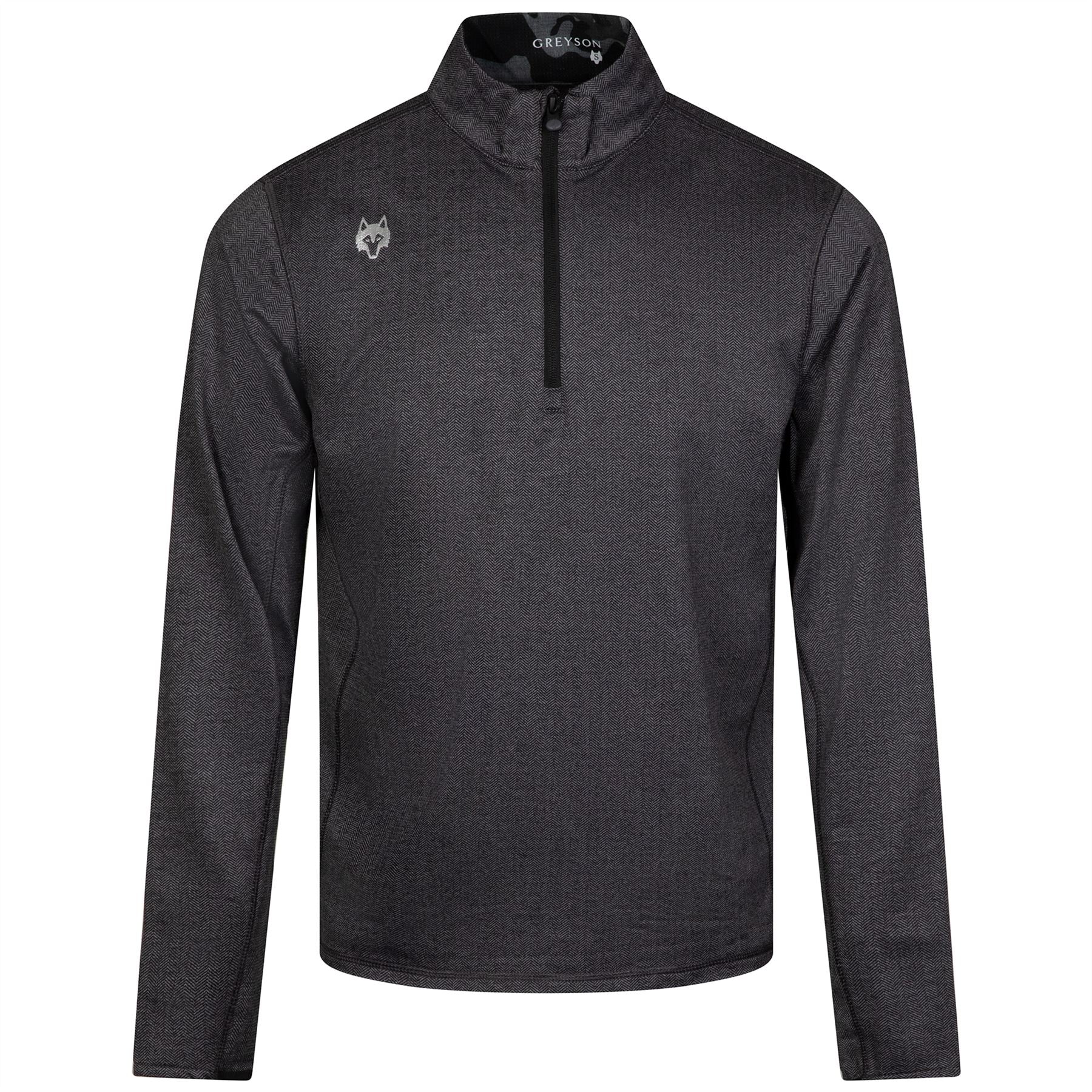 Herringbone Tate Quarter Zip Black Herringbone