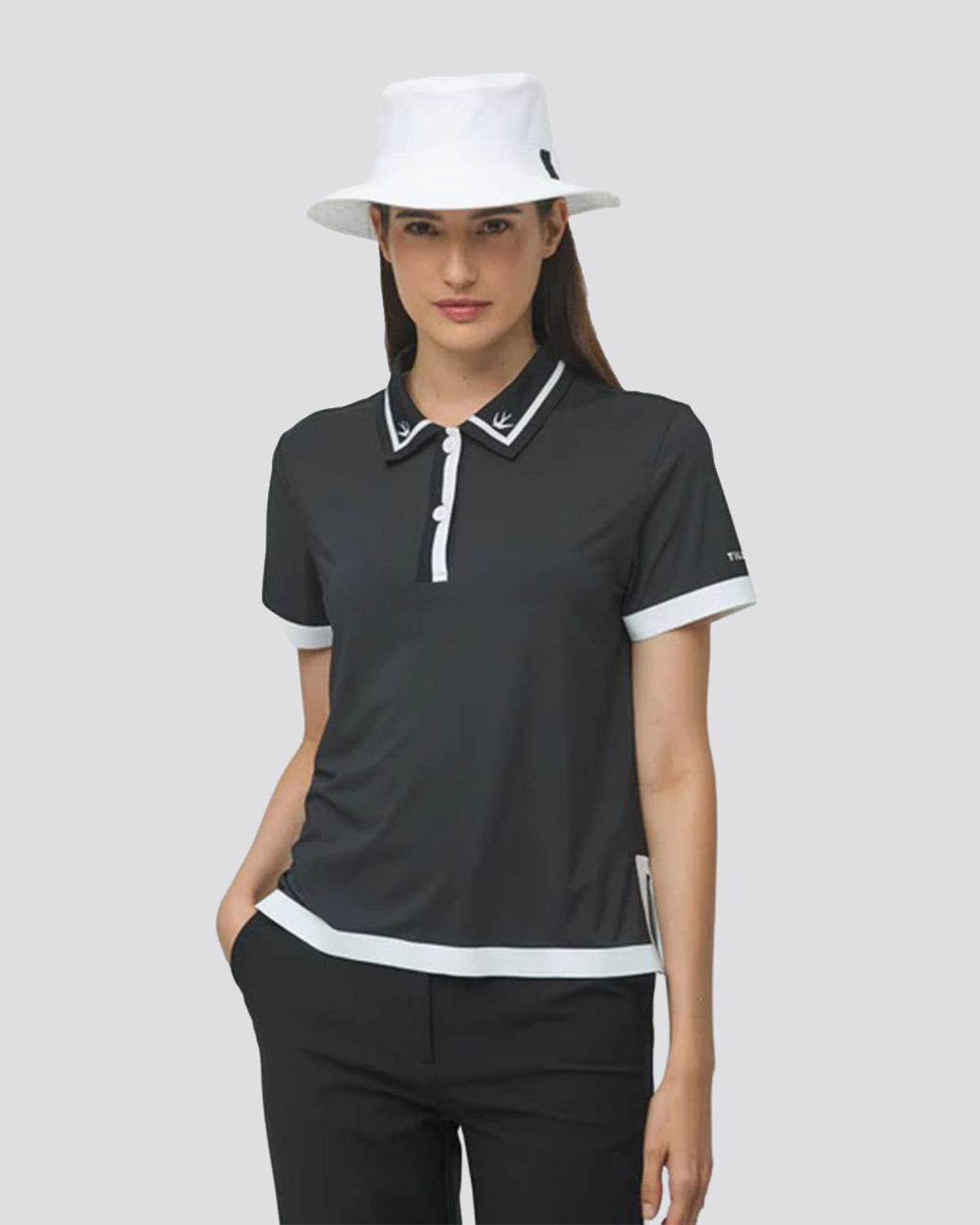 Womens Boxy Polo Navy/White