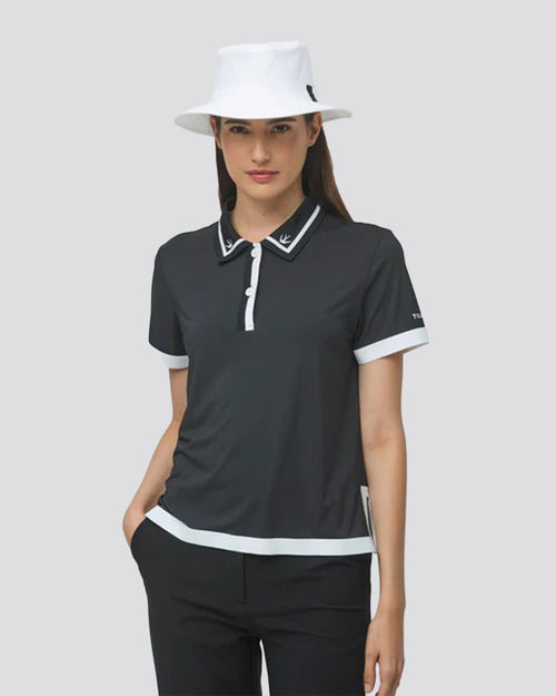 Womens Boxy Polo Navy/White