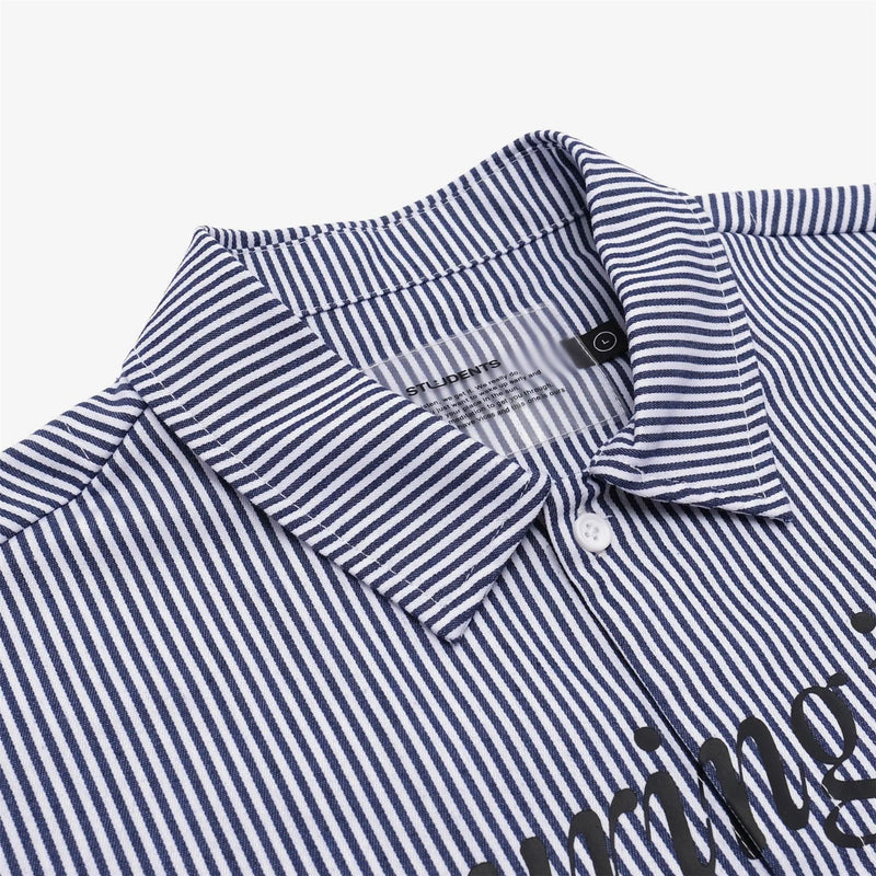 Reymon Stripe Oxford Button Up Shirt Navy